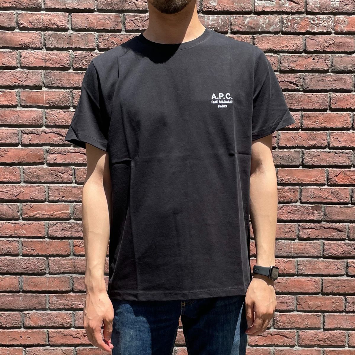 アーペーセー A.P.C. T-SHIRT RAYMOND Tシャツ 半袖 ロゴ クルーネック ブラック BLACK メンズ H26840 COEZC  LZZ | 1st STREET