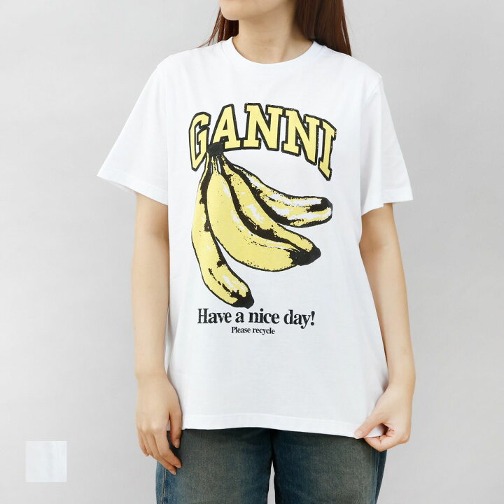 楽天市場】ガニー GANNI Tシャツ レディース ホワイト BRIGHT WHITE  