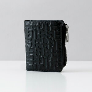 ディーゼル DIESEL 財布 メンズ カードケース 二つ折り財布 小銭入れ付 カード入れ ミニ財布 レザー ブラック 黒 本革 モノグラム ロゴ 人気 ブランド X10115 PS200 T8013 PC MONOGRAM CARD HOLDER ZIP L