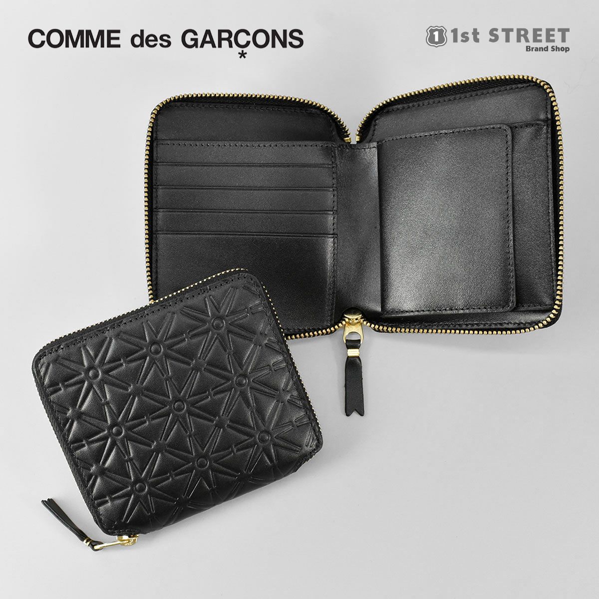 コムデギャルソン COMME DES GARCONS 2つ折り財布 二つ折り財布 ラウンドファスナー ミニ財布 メンズ レディース コンパクト  ブラック SA210E | 1st STREET