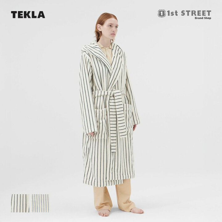 楽天市場】テクラ TEKLA バスローブ フード付 フーデッド ストライプ  