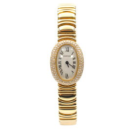 Cartier（カルティエ） ミニベニュワール WB5048D8 YG QZ 白文字盤 ダイヤベゼル レディース 腕時計【中古】【程度ABランク】