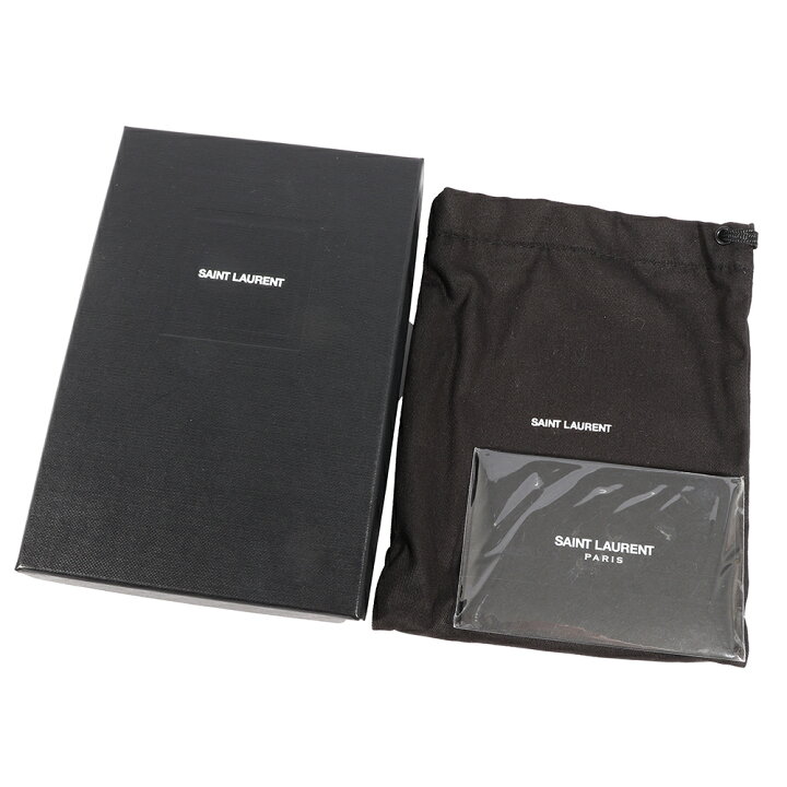 サンローラン モノグラム カードケース ブラック レザー Vステッチ ⓪  