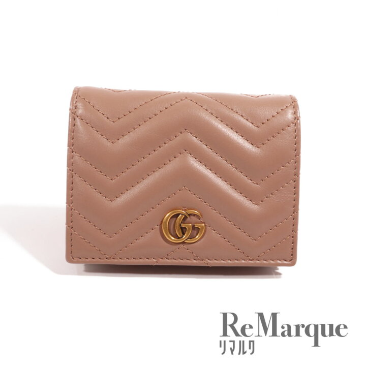 楽天市場】GUCCI（グッチ）GGマーモント 二つ折り財布 ベージュ レザー 