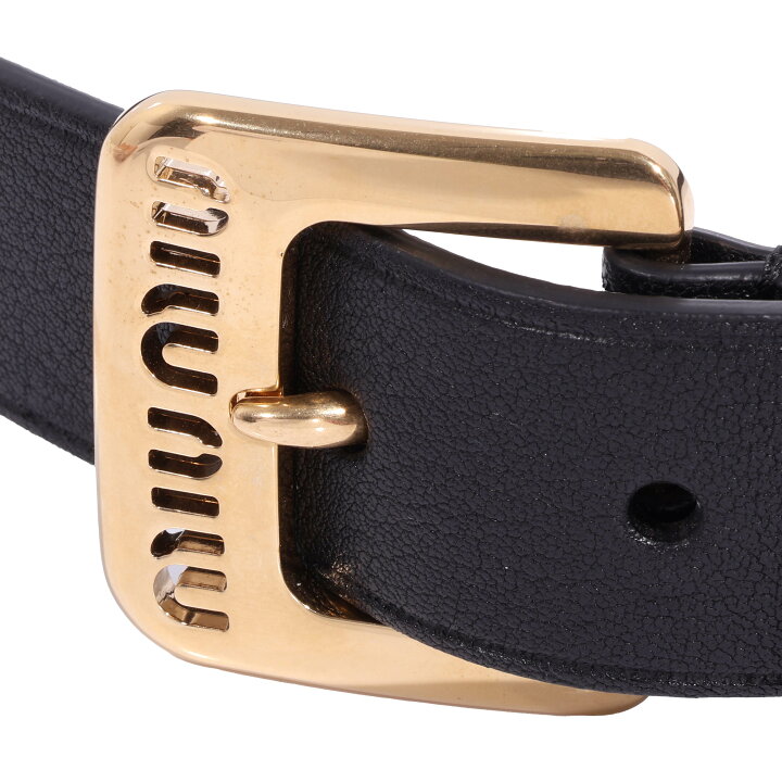 楽天市場】miumiu（ミュウミュウ）ロゴバックル ナッパレザーベルト 