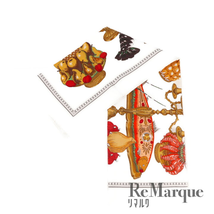 楽天市場】HERMES（エルメス）カレ90 美食術 晩餐 総柄 ホワイト 総柄 