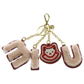 miumiu(ミュウミュウ) ファー パッチワーク 猫モチーフ キーリングチャーム ピンク×レッド 5TL251【中古】【程度A】