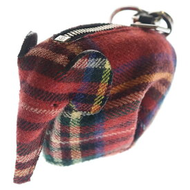 LOEWE(ロエベ) ロエベ チャーム コインパース バッグチャーム キーホルダー レッド タータン ゴールド金具【中古】【程度A】