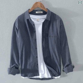 メンズ　ファッション　韓国ファッション　オシャレ　韓国 フレッシュ ストライプ 長袖 シャツ メンズ 春秋 インチ 服 文学 カジュアル コットンシャツ ジャケット