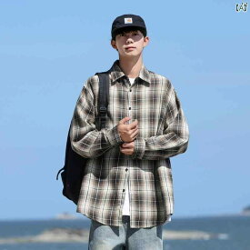 メンズ ファッション 韓国ファッション オシャレ 韓国 マット チェック柄 長袖 シャツ メンズ 秋冬 たり カジュアル ジャケット