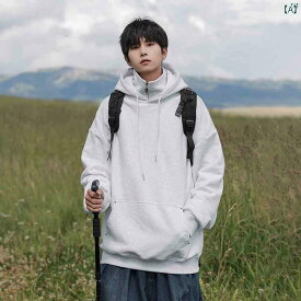 メンズ ファッション 韓国ファッション オシャレ 韓国 マット 優れた フェイク 2点 フード付き スウェットシャツ 春秋 男性用 ファッション シンプル カジュアル 快適 トップス