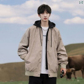 メンズ ファッション 韓国ファッション オシャレ 韓国 マット 優れた フェイク 2点 フード付き ジャケット メンズ 秋冬 たり 作業着 カジュアル