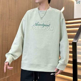 メンズ ファッション 韓国ファッション オシャレ 韓国 eyou ヘビー スエード スチール プリント ラウンドネック セーター メンズ 春秋新 アメリカン ストリート トップス