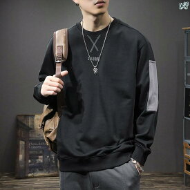 メンズ　ファッション　オシャレ　男性　大歳ストリート 春 レトロ アメリカ スプライシング スウェットシャツ メンズカジュアル スポーツ 大きいサイズ 秋 シャツ