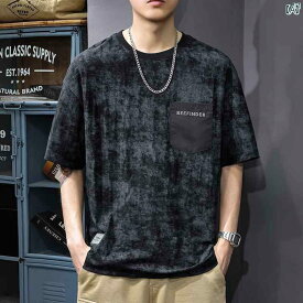 メンズ　ファッション　オシャレ　男性　大歳ストリート 夏 クラウド ダイ プリント 半袖 Tシャツ メンズ アメリカン レトロ トップス たり 大きいサイズ 五分袖