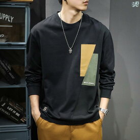 メンズ　ファッション　オシャレ　男性　大歳ストリート アメリカ スプライシング メンズ 長袖 Tシャツ ヘビーウェイト コットン カジュアル スウェットシャツ 秋 ボトム シャツ