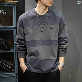 メンズ　ファッション　オシャレ　男性　大歳ストリート 春秋 頑丈 スプライシング メンズ 長袖 Tシャツ アメリカン ファッション イン スウェットシャツ カジュアル ボトム シャツ