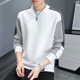 メンズ　ファッション　韓国ファッション　オシャレ　カジュアル　男性用　大歳 春秋 メンズ スウェットシャツ 長袖 ラウンドネック スプライシング Tシャツ ボトム シャツ カジュアル ファッション トップス