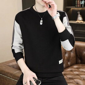 メンズ　ファッション　韓国ファッション　オシャレ　カジュアル　男性用　大歳 メンズ用 スウェットシャツ 春秋 スプライシング カジュアル ラウンドネック ボトム シャツ 長袖 トップス