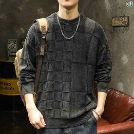 メンズ　ファッショオン　オシャレ　カジュアル　男性 重い 0グラム ブラック セーター メンズ 秋冬 ラウンドネック ボトム シャツ ウール 服 厚くす