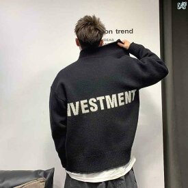 メンズ　ファッション　オシャレ　カジュアル　男性 秋冬 ジッパー ニットカーディガン アメカジ レトロ スタンドカラー イン セーター ジャケット