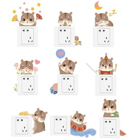 スイッチステッカー かわいいハムスター柄 防水自粘り壁貼り ビニール素材 リビング ベッドルーム 装飾用 ナチュラル クリエイティブ デザイン 温かみ インテリア デコレーション シール 貼り絵