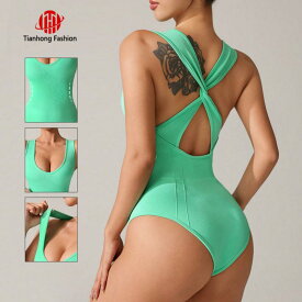 ヨガウェア レディース シームレス ボディスーツ ヒップアップ シェイプアップ ハイストレッチ リブ ナイロン スパンデックス フィットネス トレーニング ジム オールインワン