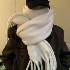 レディース 秋冬 ロング マフラー 厚手 暖か フリンジ ショール スカーフ ポリエステル ソリッドカラー 通勤 ビジネス シンプル カジュアル 欧米風 ピンク系