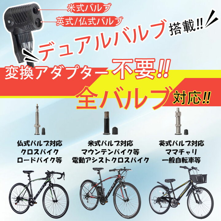 楽天市場】自転車 空気入れ ポンプ 自転車用空気入れ 全バルブ対応 英 