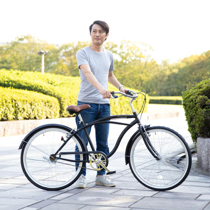 楽天市場】ビーチクルーザー 26インチ |自転車 本体 Vブレーキ 変速 