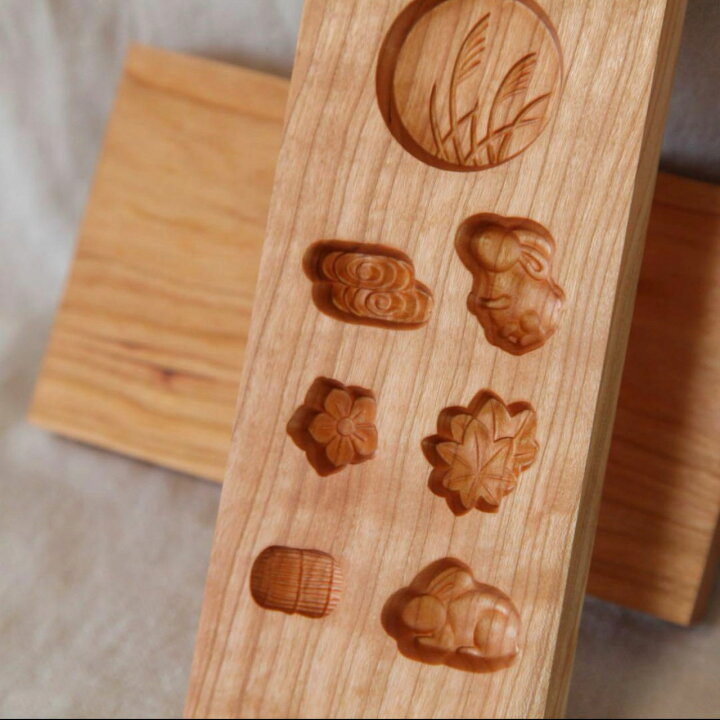 楽天市場】KUNNKENN 打菓子木型十五夜 お月見 落雁型 月うさぎ・もみじ 