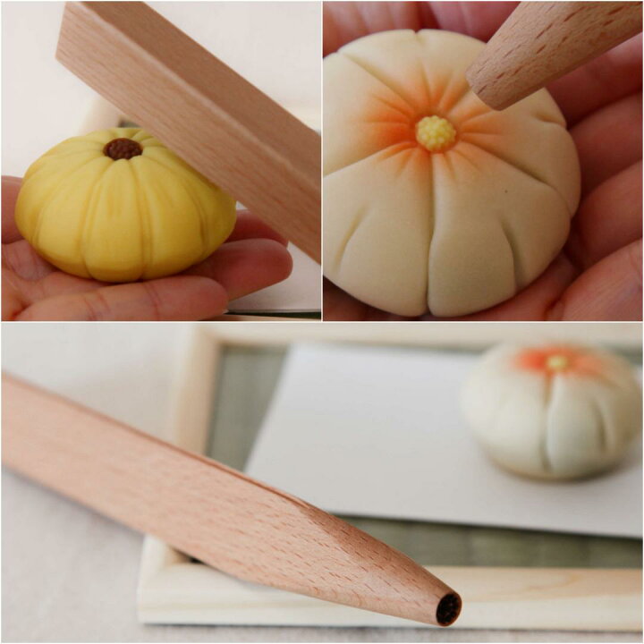 楽天市場】KUNNKENN 和菓子道具セット【桜 梅 押し棒両面、三角棒（菊  