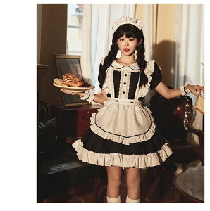 メイド服 6点セット コスプレ 可愛い 女の子 レディース メンズ 半袖 ロリータ ワンピース 黒 ピンク ハロウィン 大きいサイズ 定番 S-2XL 男性ウケ バレンタイン かわいい コスチューム 頭飾