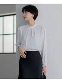 【SALE／40%OFF】【吸水速乾/UVケア/防シワ性】バックサテンアムンゼン スタンドフリル ブラウス 23区 ニジュウサンク トップス シャツ・ブラウス ネイビー ホワイト ベージュ【RBA_E】【送料無料】[Rakuten Fashion]