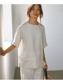 【SALE／30%OFF】【洗える】ストレッチジョーゼット ラウンドネック カットソー 23区 ニジュウサンク トップス カットソー・Tシャツ ブラック ベージュ ブラウン【RBA_E】【送料無料】[Rakuten Fashion]