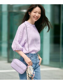 【SALE／20%OFF】【洗える】LIBECOリネン ボリュームスリーブ ブラウス 23区 ニジュウサンク トップス シャツ・ブラウス ホワイト パープル【RBA_E】【送料無料】[Rakuten Fashion]