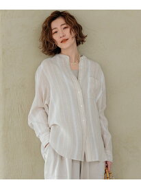 【洗える】LIBECO バンドカラー シャツ 23区 ニジュウサンク トップス シャツ・ブラウス ブラック ホワイト オレンジ カーキグリーン ブルー ベージュ【送料無料】[Rakuten Fashion]