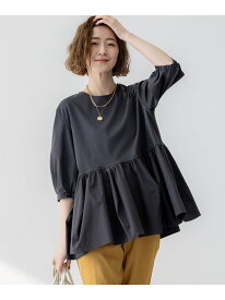 【SALE／50%OFF】【GLOW8月号掲載/洗える】ランダムフリルジャージー ペプラム カットソー 23区 S ニジュウサンク トップス カットソー・Tシャツ グレー ブラック ホワイト【RBA_E】【送料無料】[Rakuten Fashion]