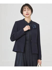 【セットアップ対応/洗える】トリアセダブルジョーゼット ノーカラー ジャケット 23区 ニジュウサンク ジャケット・アウター ノーカラージャケット ベージュ ブラック ネイビー【送料無料】[Rakuten Fashion]