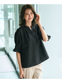 【WEB&一部店舗限定/洗える】ドットプリント サッカー ブラウス 23区 ニジュウサンク トップス シャツ・ブラウス ブラック ネイビー ベージュ【送料無料】[Rakuten Fashion]
