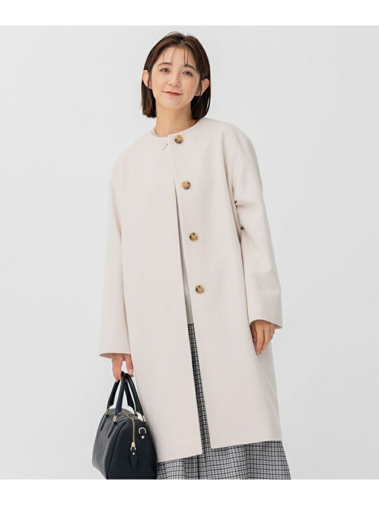楽天市場】【SALE／40%OFF】ウールカシミヤビーバー ノーカラー コート 