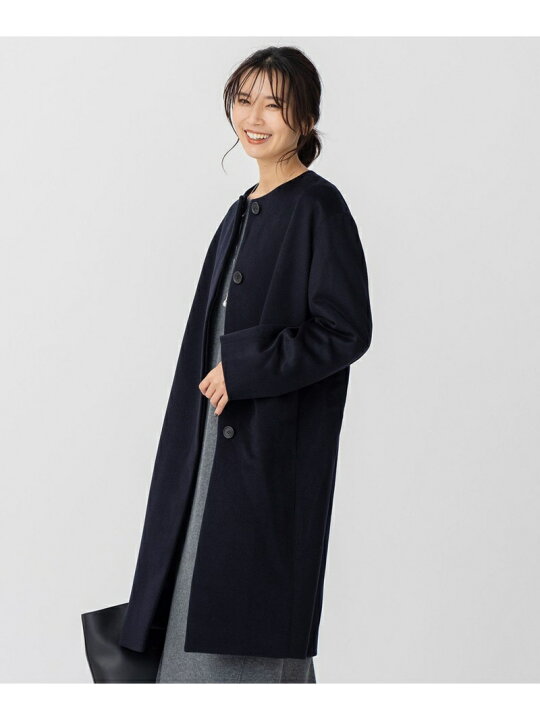 楽天市場】【SALE／40%OFF】ウールカシミヤビーバー ノーカラー コート 
