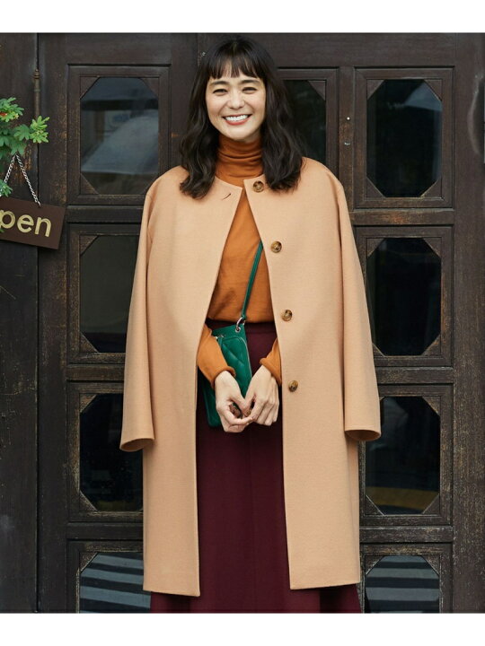 楽天市場】【SALE／40%OFF】ウールカシミヤビーバー ノーカラー コート 