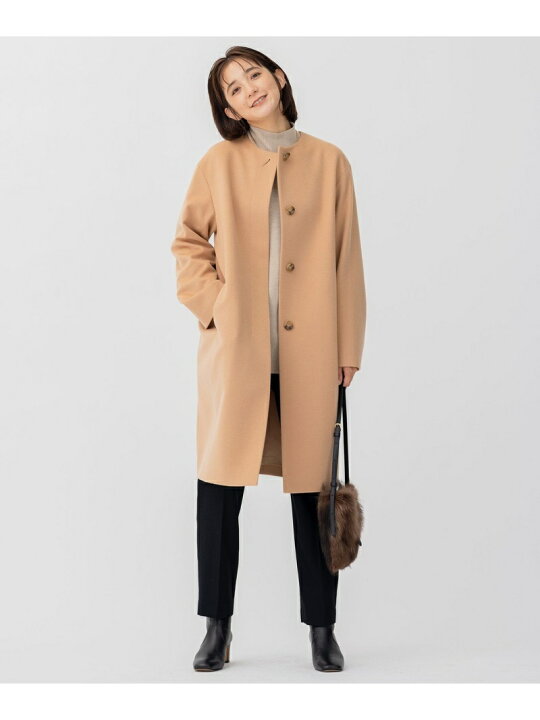 楽天市場】【SALE／40%OFF】ウールカシミヤビーバー ノーカラー コート 