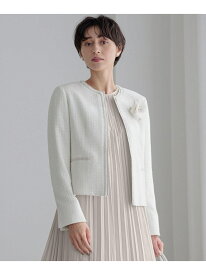 【SALE／40%OFF】【セットアップ対応】シャインツイードストレッチ ノーカラー ジャケット 23区 S ニジュウサンク ジャケット・アウター ノーカラージャケット ネイビー ホワイト ブラック【RBA_E】【送料無料】[Rakuten Fashion]