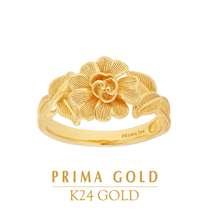 楽天市場】24K 純金 フラワー リング 指輪 24金 K24 ゴールド 花 