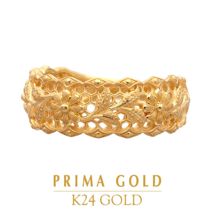 楽天市場】24K 純金 フラワー リング 指輪 24金 K24 ゴールド 花 