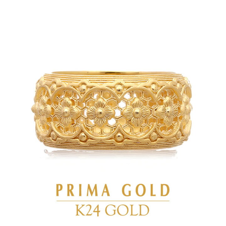 楽天市場】24K 純金 フラワー リング 指輪 24金 K24 ゴールド 花 