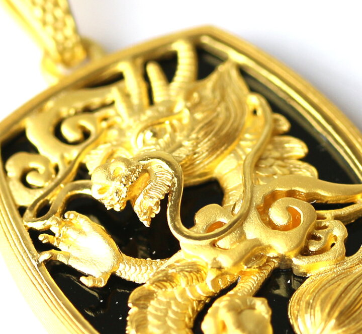 楽天市場】純金 24K ペンダント ネックレス 紐付き ドラゴン 龍 竜 