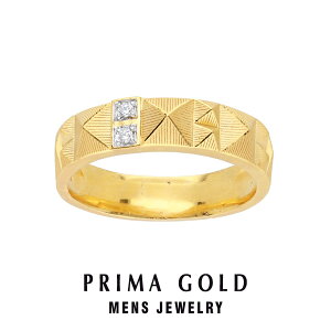 純金 24K 指輪 ダイヤモンドリング ダイヤカット 2石 メンズ 男性 イエローゴールド プレゼント 誕生日 記念日 贈物 24金 ジュエリー アクセサリー ブランド プリマゴールド PRIMAGOLD K24 送料無